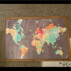 World wall decor. Approximately 24x30 but exact measurements can be taken.